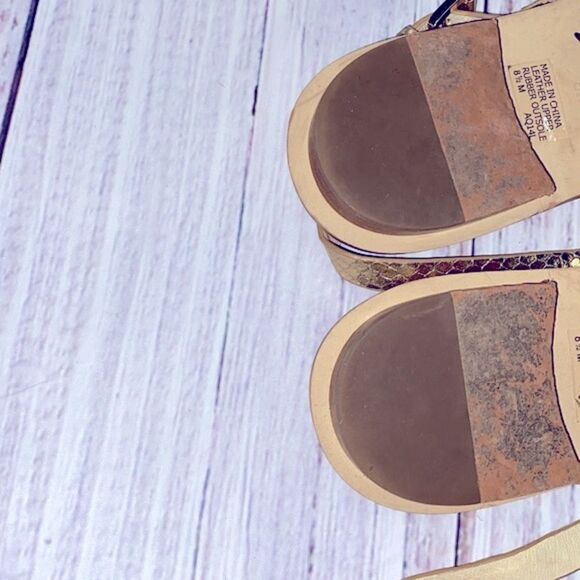 MICHAEL KORS Sondra iconic gold snake thong MK logo sandals size 8 1/2 - Picture 7 of 9